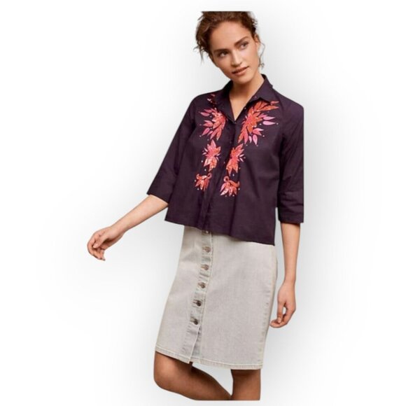 Anthropologie Maeve Purple Sequin Blouse Size 4 NWT - Picture 2 of 15